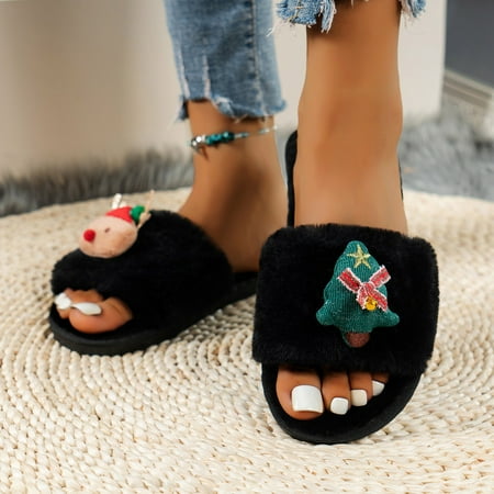 SUODUI Women s Slippers Fashion Winter Women Slippers Flat Non Slip Plush Warm Comfortable Cute Cartoon Christmas Deer Christmas Tree Black 8
SUODUI Women s Slippers Fashion Winter Women Slippers Flat Non Slip Plush Warm Comfortable Cute Cartoon Christmas Deer Christmas Tree Black 8