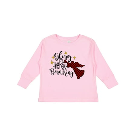 Inktastic Glory to the Newborn King Plaid Christmas Angel Gift Toddler Boy or Toddler Girl Long Sleeve T-Shirt