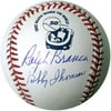 Ralph Branca / Bobby Thomson Hand-Signed Logo Baseball