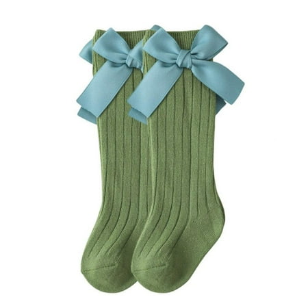 Newborn Baby Knee High Socks For Girls Toddler Kids Bows Ruffle Anti Slip Spanish Winter Warm Infant Cute Sock with Grips