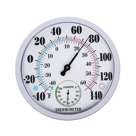 

9.84in/25cm Round Thermometer with Hygrometer Large Indoor Outdoor Wall Weather Thermometers No Battery Required New