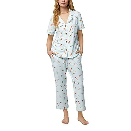 BedHead - Classic Stretch Cropped Jersey PJ Set - Retro Surf - Large