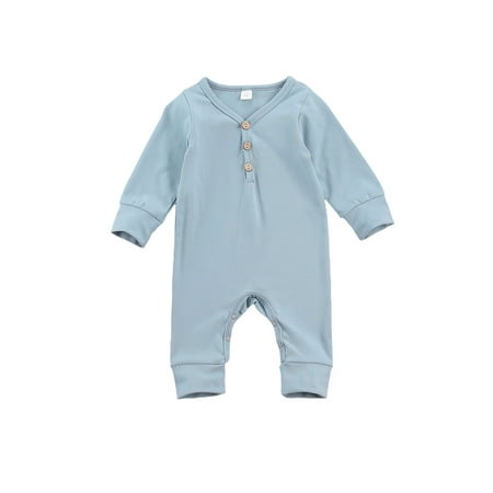 Canrulo Newborn Baby Boys Girls Long Sleeve V-Neck Button Bodysuit Pajamas Fall Winter Outfits Blue Gray 0-3 Months
Canrulo Newborn Baby Boys Girls Long Sleeve V-Neck Button Bodysuit Pajamas Fall Winter Outfits Blue Gray 0-3 Months