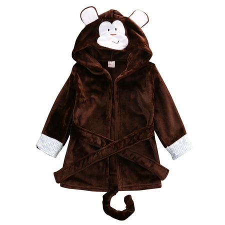 Nokpsedcb Kids Baby Coral Fleece Bathrobe Hooded Terry Robe Pajamas