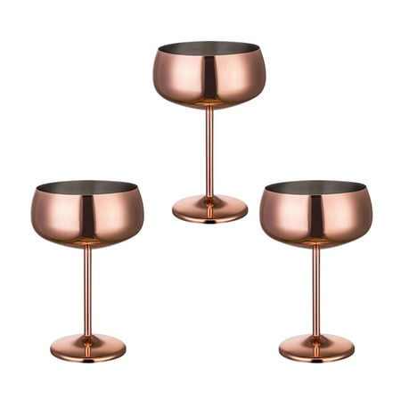 

3Pcs Luxury 304 Stainless Steel Cocktail Glass Cocktail Juice Drink Champagne Goblet Party Barware Kitchen Tools