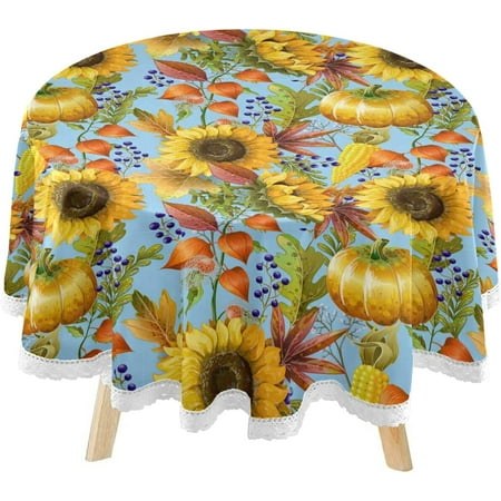 Hyjoy Thanksgiving Sunflowers Pumpkins Round Tablecloth 60inch Indoor Wrinkle Free Autumn Fall Harvest Circular Lace Table Cover Washable for Kitchen Dining Decor
Hyjoy Thanksgiving Sunflowers Pumpkins Round Tablecloth 60inch Indoor Wrinkle Free Autumn Fall Harvest Circular Lace Table Cover Washable for Kitchen Dining Decor
