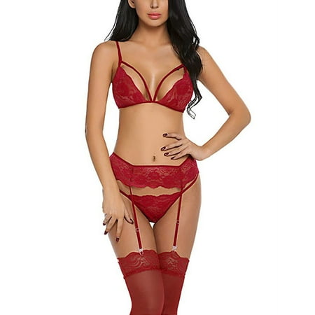 Lingerie For Women Naughty Lingerie Sets With Garter Belt 3 Piece Lace Teddy Bodysuit Embroidery Nightgown Nightwear With Thong
Lingerie For Women Naughty Lingerie Sets With Garter Belt 3 Piece Lace Teddy Bodysuit Embroidery Nightgown Nightwear With Thong