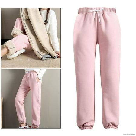 Fleece Lined Sweatpants Warm Women Girls Casual Jogger Pants Sherpa Lining