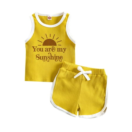 Newborn Baby Boy Girl Summer Clothes Ribbed Letter Print Sleeveless Top Vest + Shorts Set 2pcs Outfits
Newborn Baby Boy Girl Summer Clothes Ribbed Letter Print Sleeveless Top Vest + Shorts Set 2pcs Outfits