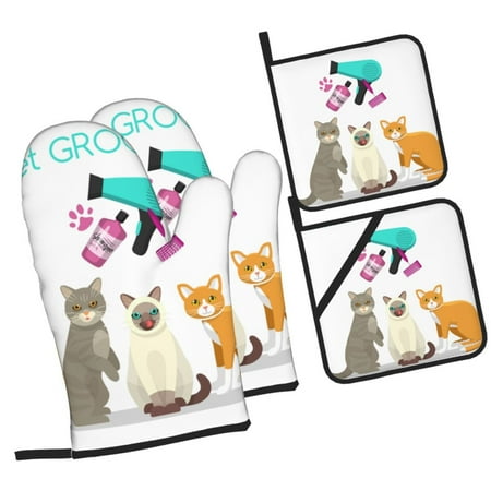 Pofeuu Pet Care Grooming Print Oven Mitts and Pot Holders 4 pcs Set High Heat Resistant 500 Degree Extra Thicken Long Kitchen Cotton Oven Glove for Cooking
Pofeuu Pet Care Grooming Print Oven Mitts and Pot Holders 4 pcs Set High Heat Resistant 500 Degree Extra Thicken Long Kitchen Cotton Oven Glove for Cooking