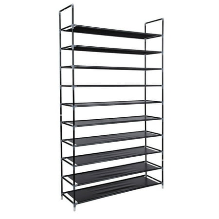 WONISOLI Simple Assembly 10 Tiers Non-woven Fabric Shoe Rack with Handle RT