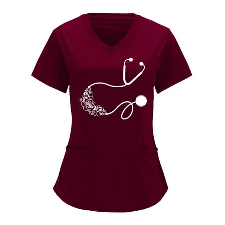 Yyeselk Womens Working Uniform Scrubs Tops Cute Heart Printed V Neck Short Sleeve Stretch T Shirt Plus Size Nurse Uniform Holiday Workwear Blouses Tee Shirts T-Shirts Tshirt(Wine XL)
Yyeselk Womens Working Uniform Scrubs Tops Cute Heart Printed V Neck Short Sleeve Stretch T Shirt Plus Size Nurse Uniform Holiday Workwear Blouses Tee Shirts T-Shirts Tshirt(Wine XL)