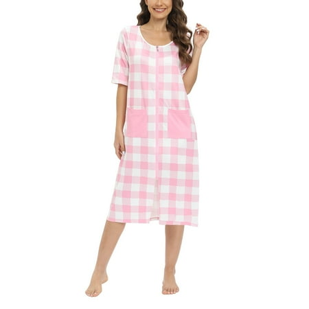 Valcatch Women s Zipper Robes Half Sleeve Below the Knee Lightweight Plaid Loungewear with Pockets S-2XL
Valcatch Women s Zipper Robes Half Sleeve Below the Knee Lightweight Plaid Loungewear with Pockets S-2XL