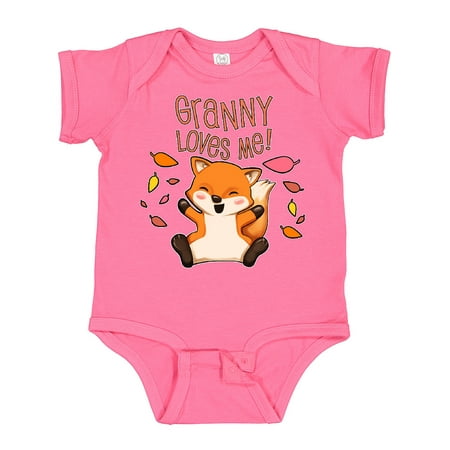 Inktastic Granny Loves Me!- Cute Baby Fox Gift Baby Boy or Baby Girl Bodysuit