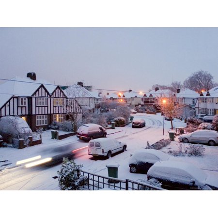 Snowy Street Scene, Surrey, Greater London, England, United Kingdom, Europe Print Wall Art By Charles Bowman