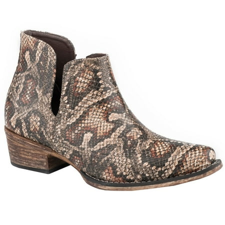 Roper Womens Ava Snake Snip Toe Casual Boots Ankle Low Heel 1-2