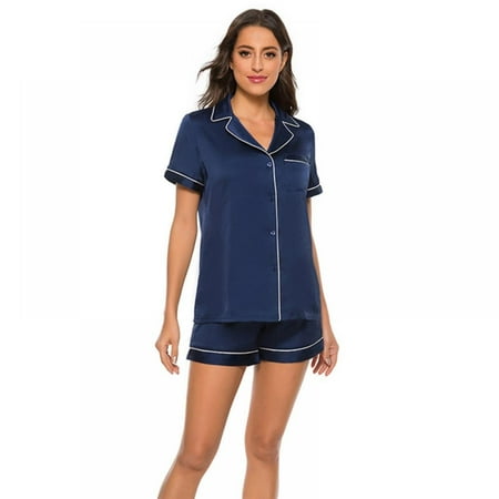 Retap Ladies Summer Imitation Silk lapel V Neck Short-Sleeved Tops With Shorts Pajamas Set Casual Breathable Soft Sexy Homewear Suit
Retap Ladies Summer Imitation Silk lapel V Neck Short-Sleeved Tops With Shorts Pajamas Set Casual Breathable Soft Sexy Homewear Suit