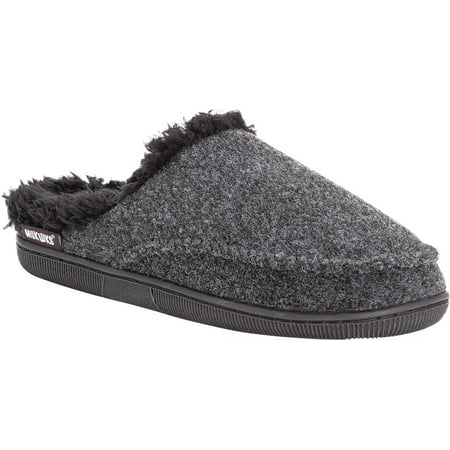 Men s MUK LUKS Faux Wool Clog Slipper Black Polyester/Synthetic L M