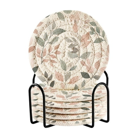 WOBOGO A Pattern Of Leaves in Soft Pinks Coil Coasters Set of 6 Minimalist Cotton Woven 3.94 inch Non-Slip Insulated and Absorbent Home Accessories.
WOBOGO A Pattern Of Leaves in Soft Pinks Coil Coasters Set of 6 Minimalist Cotton Woven 3.94 inch Non-Slip Insulated and Absorbent Home Accessories.