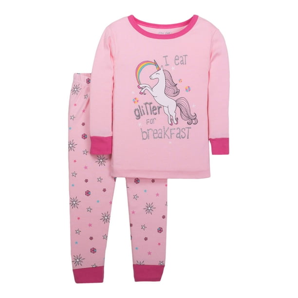 Little Star Organic Baby Toddler Girl Snug Fit Cotton Long Sleeve Pajamas, 2pc Set