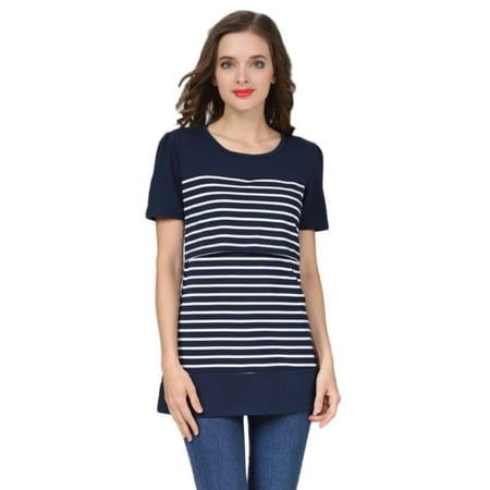 Patchwork Striped Cotton Short Sleeve Maternity Dress Plus Size T Shirt Round Neck Breastfeeding Top
Patchwork Striped Cotton Short Sleeve Maternity Dress Plus Size T Shirt Round Neck Breastfeeding Top