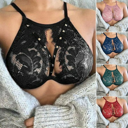Fashion Women Lace Hollow Rivet Bras Female See Through Underwear Wireless Lingerie
Fashion Women Lace Hollow Rivet Bras Female See Through Underwear Wireless Lingerie