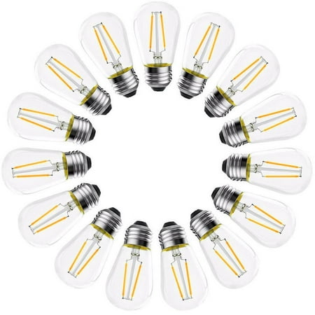 DTOWER 15 Pack LED S14 Replacement Light Bulbs E26 2W Edison Bulbs for Outdoor String Lights
DTOWER 15 Pack LED S14 Replacement Light Bulbs E26 2W Edison Bulbs for Outdoor String Lights
