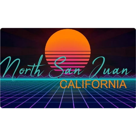 North San Juan California 4 X 2.25-Inch Fridge Magnet Retro Neon Design