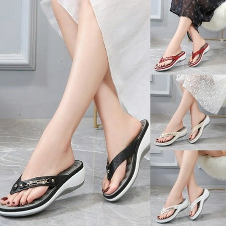 Sunny style Womens Slipper! YOHOME Metal Buckle Beach Summer Wedge White 36