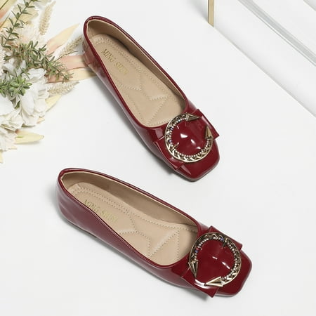 Women‘s Metal Rhinestone Decor Ballet Flats Fashionable Slip On Square Toe Walking Shoes Patent Leather Flats
Women‘s Metal Rhinestone Decor Ballet Flats Fashionable Slip On Square Toe Walking Shoes Patent Leather Flats