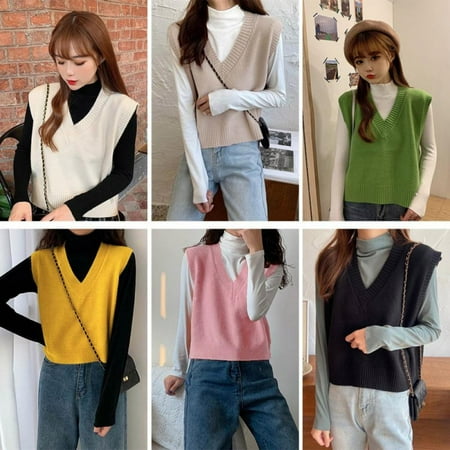 Korean Version Pullover V-neck Knitted Vest Loose Solid Color Sleeveless Camisole Beige
Korean Version Pullover V-neck Knitted Vest Loose Solid Color Sleeveless Camisole Beige