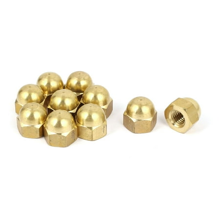 Unique Bargains M8 Thread Dia Dome Head Brass Cap Acorn Hex Nuts 10pcs