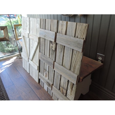 AllBarnWood Rustic Shutters for 23.5" X 33" Window Pane Mirror 3-Style Navy and Turquoise