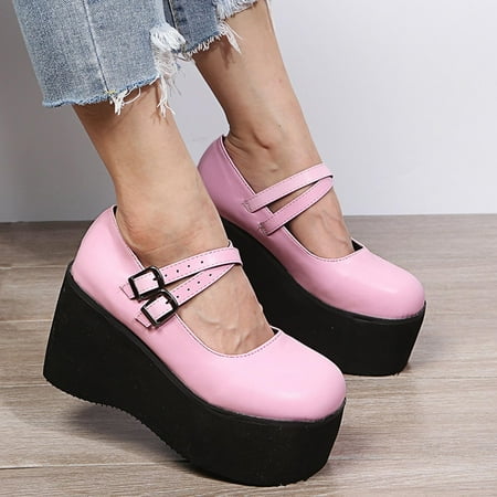 Lhked Women Comfort High Heels Platform Wedge Solid Color Leather Shoes Belt Buckle Ankle Strap Sandals Party Dress Shoes 6.5
Lhked Women Comfort High Heels Platform Wedge Solid Color Leather Shoes Belt Buckle Ankle Strap Sandals Party Dress Shoes 6.5