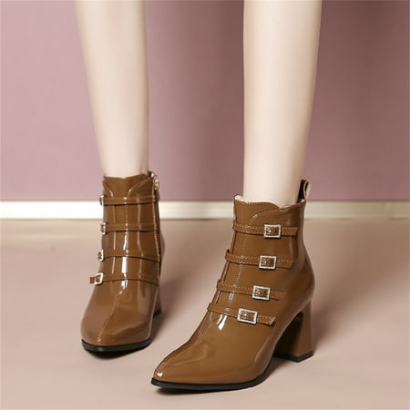 ZMHEGW Women Boots Short Decorative Buckle Side Pointed Toe Zipper Leather High Heeled Boots Shoes
ZMHEGW Women Boots Short Decorative Buckle Side Pointed Toe Zipper Leather High Heeled Boots Shoes