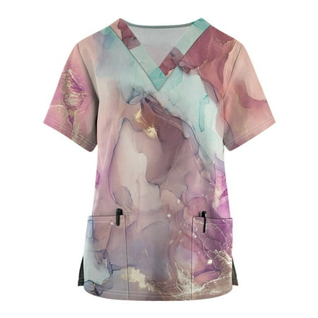 Sksloeg Women s Scrub Tops Plus Size Tie-dye Printed Top V-Neck Workwear Short Sleeve T-Shirts with Pockets Nursing Working Uniform Pink M
Sksloeg Women s Scrub Tops Plus Size Tie-dye Printed Top V-Neck Workwear Short Sleeve T-Shirts with Pockets Nursing Working Uniform Pink M