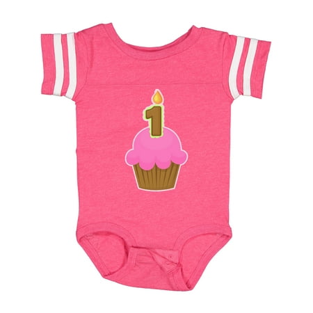 Inktastic Pink 1st Birthday Cupcake Gift Baby Girl Bodysuit
