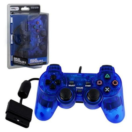Wired 12 Key Sony PlayStation 2 Dual Shock 2 Analog Controller Clear Blue