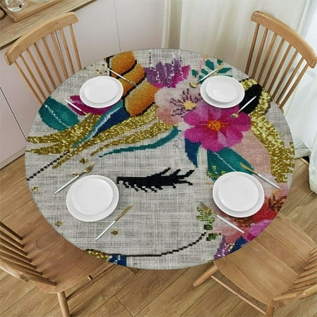 Sheronv Unicorn Flowers Gold Glitter Round Table Cover Stain Resistant Washable Indoor Outdoor Tablecloth Kitchen Dining Wedding Parties Elastic Edge 100% Polyester Fiber 46-50
Sheronv Unicorn Flowers Gold Glitter Round Table Cover Stain Resistant Washable Indoor Outdoor Tablecloth Kitchen Dining Wedding Parties Elastic Edge 100% Polyester Fiber 46-50