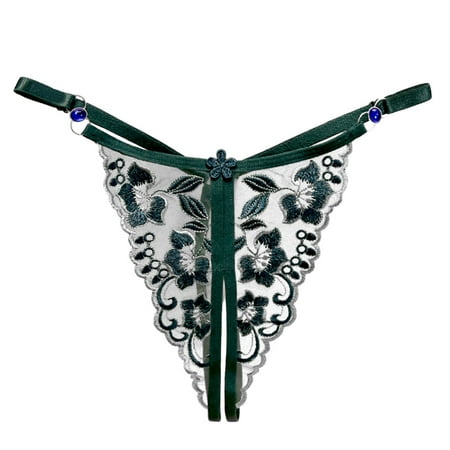 ZMHEGW 3 Packs Briefs For Women Embroidered Panties Diamond Belt Adjustable Knot Open Crotch Thong Panties Underwear Women s Seamless