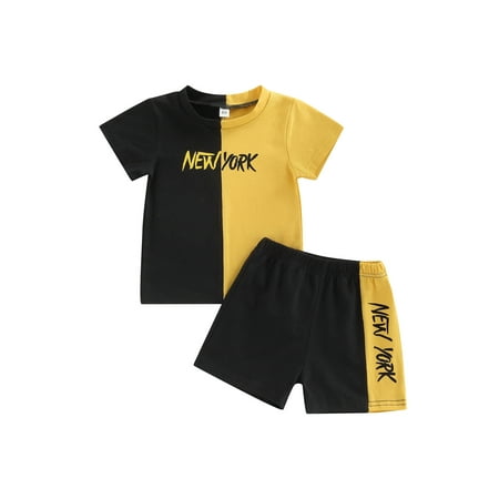 Suanret 2Pcs Kids Toddler Boys Summer Clothes Sets Letter Print Short Sleeve Tops + Elastic Waist Shorts Outfits Black Yellow 12-18 Months
Suanret 2Pcs Kids Toddler Boys Summer Clothes Sets Letter Print Short Sleeve Tops + Elastic Waist Shorts Outfits Black Yellow 12-18 Months