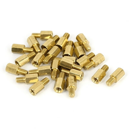 

M4x8+6mm Female/Male Threaded Brass Hex Standoff Pillar Spacer Coupler Nut 25pcs