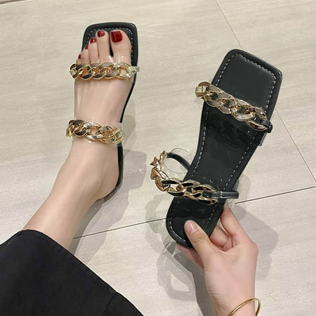 Ykohkofe Fashion Summer Women Slippers Flat Transparent Strap Open Toe Chain Solid Color Flat Casual
Ykohkofe Fashion Summer Women Slippers Flat Transparent Strap Open Toe Chain Solid Color Flat Casual