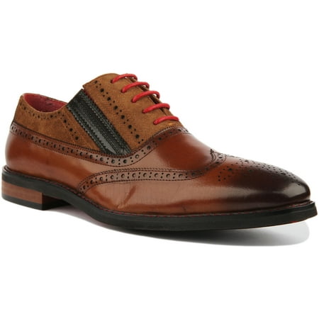 JUSTINREESS Jake Men s Lace Up Leather Brogue Shoes In Brown Size 9