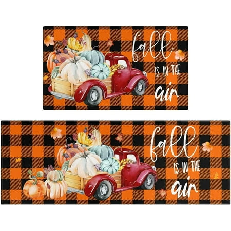 Fall Kitchen Rugs Set of 2 Buffalo Plaid Pumpkin Truck Thanksgiving Floor Mats and Rugs Non Skid Washable for Kitchen Home Decor Fall Farmhouse Decorations and Accessories (17 x47 +17 x30 )
Fall Kitchen Rugs Set of 2 Buffalo Plaid Pumpkin Truck Thanksgiving Floor Mats and Rugs Non Skid Washable for Kitchen Home Decor Fall Farmhouse Decorations and Accessories (17 x47 +17 x30 )