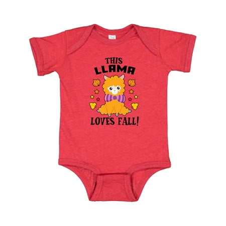Inktastic Cute This Llama Loves Fall with Leaves and Stars Gift Baby Boy or Baby Girl Bodysuit