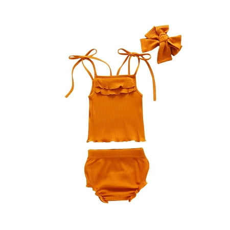 TheFound Infant Baby Girls 3pcs Clothes Sets Ruffles Sleeveless Lace Up Vest Tops Shorts Headband Solid Clothing
TheFound Infant Baby Girls 3pcs Clothes Sets Ruffles Sleeveless Lace Up Vest Tops Shorts Headband Solid Clothing