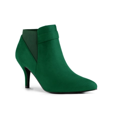 Allegra K Women s Pointed Toe Stiletto Heels Chelsea Ankle Booties