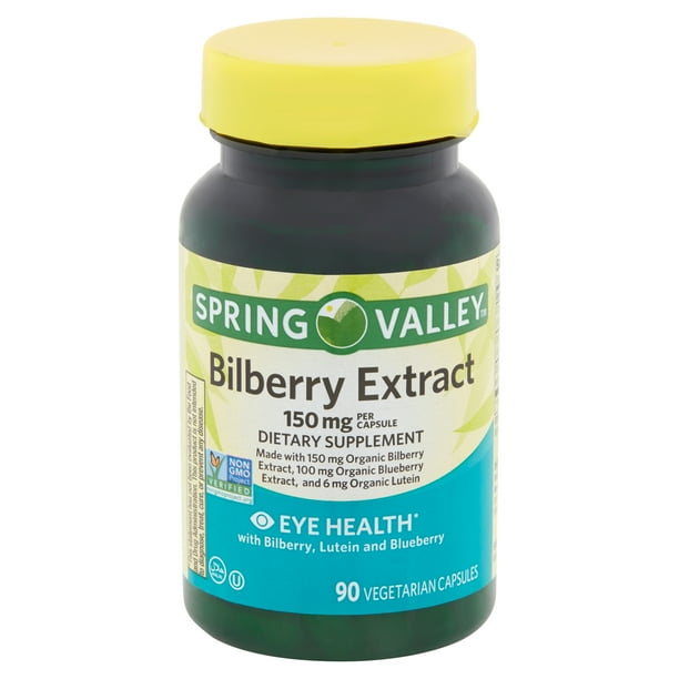 Spring Valley Bilberry Extract Vegetarian Capsules, 150 mg, 90 Count