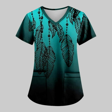 TKing Fashion Women Plus Size Scrubs Top V-Neck Short Sleeve Printed Pockets Work Blouse for Women Green L
TKing Fashion Women Plus Size Scrubs Top V-Neck Short Sleeve Printed Pockets Work Blouse for Women Green L